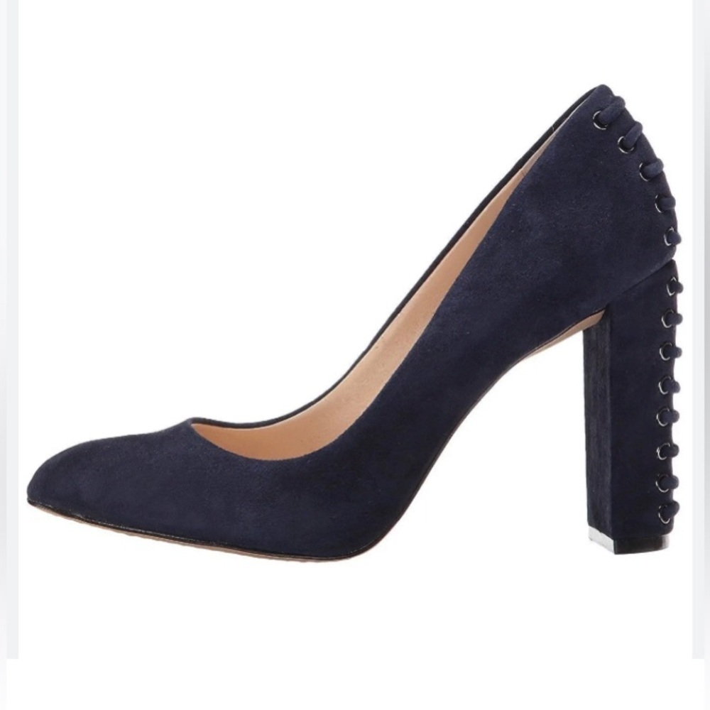 Vince Camuto VC-Dallan Black True Suede Pumps Womens 8.5 M Block Heel